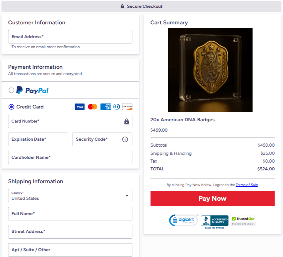 Trump American DNA Badge Checkout
